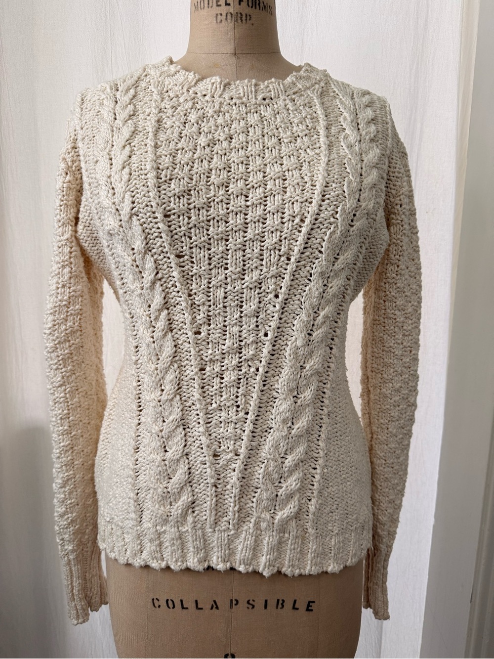 Deep River Guide Boat Co, 100% Cotton, Chunky Cable Knit Sweater sz M